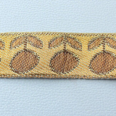 Orange, Gold And Bronze Floral Embroidered Fabric Lace Trim, Approx. 30mm Wide - 140316L77